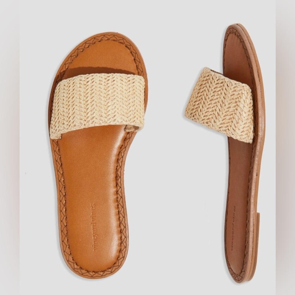 Vineyard Vines Woven Jute Leather Slide Sandals Women’s Size 7 NWT